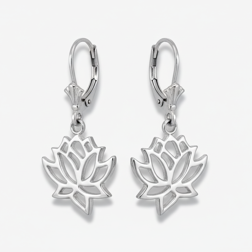 Sterling Silver Lotus Flower Yoga Earrings