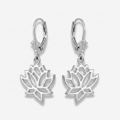 Sterling Silver Lotus Flower Yoga Earrings