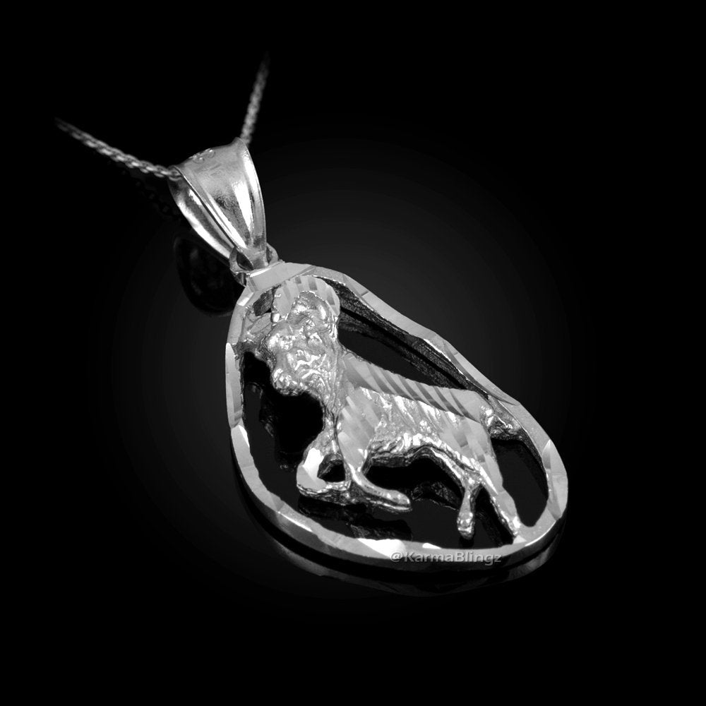Sterling Silver Aries Zodiac Sign DC Pendant Necklace | Karma Blingz