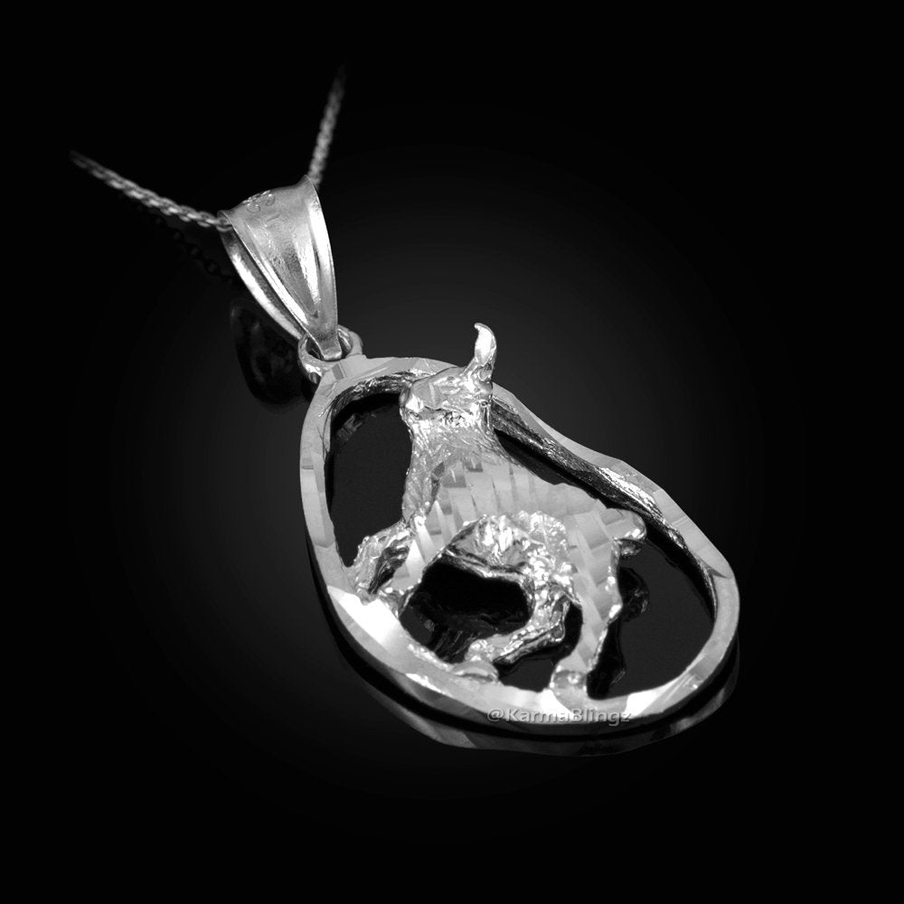 Sterling Silver Taurus Zodiac Sign DC Pendant Necklace | Karma Blingz