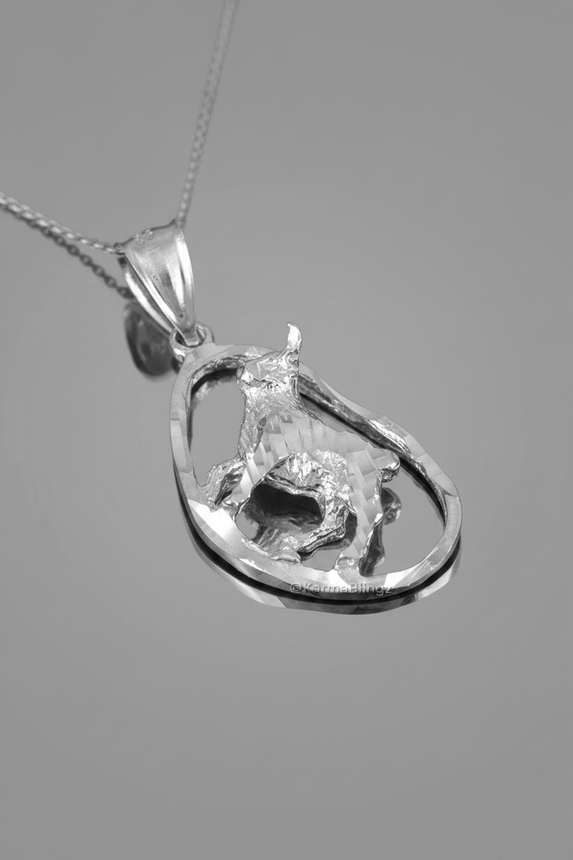 Sterling Silver Zodiac Sign DC Pendant Necklace Diamond-Cut Open Design 12 Astrology Signs