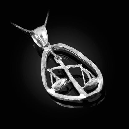 Sterling Silver Libra Zodiac Sign DC Pendant Necklace | Karma Blingz