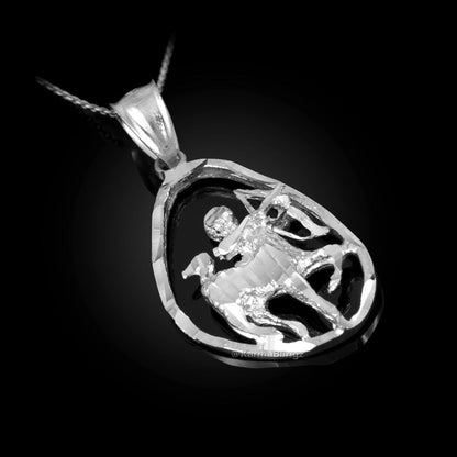 Sterling Silver Sagittarius Zodiac Sign DC Pendant Necklace | Karma Blingz