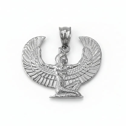 Gold Egyptian Isis Winged Goddess Pendant Necklace (yellow, white, rose gold, 10k, 14k)