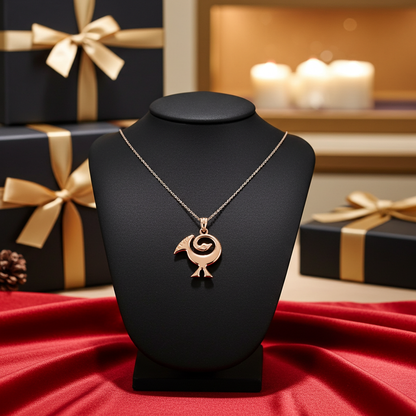 Gold Sankofa Bird Pendant Necklace West African Adinkra Symbol Charm Yellow, White, Rose Gold 10K 14K