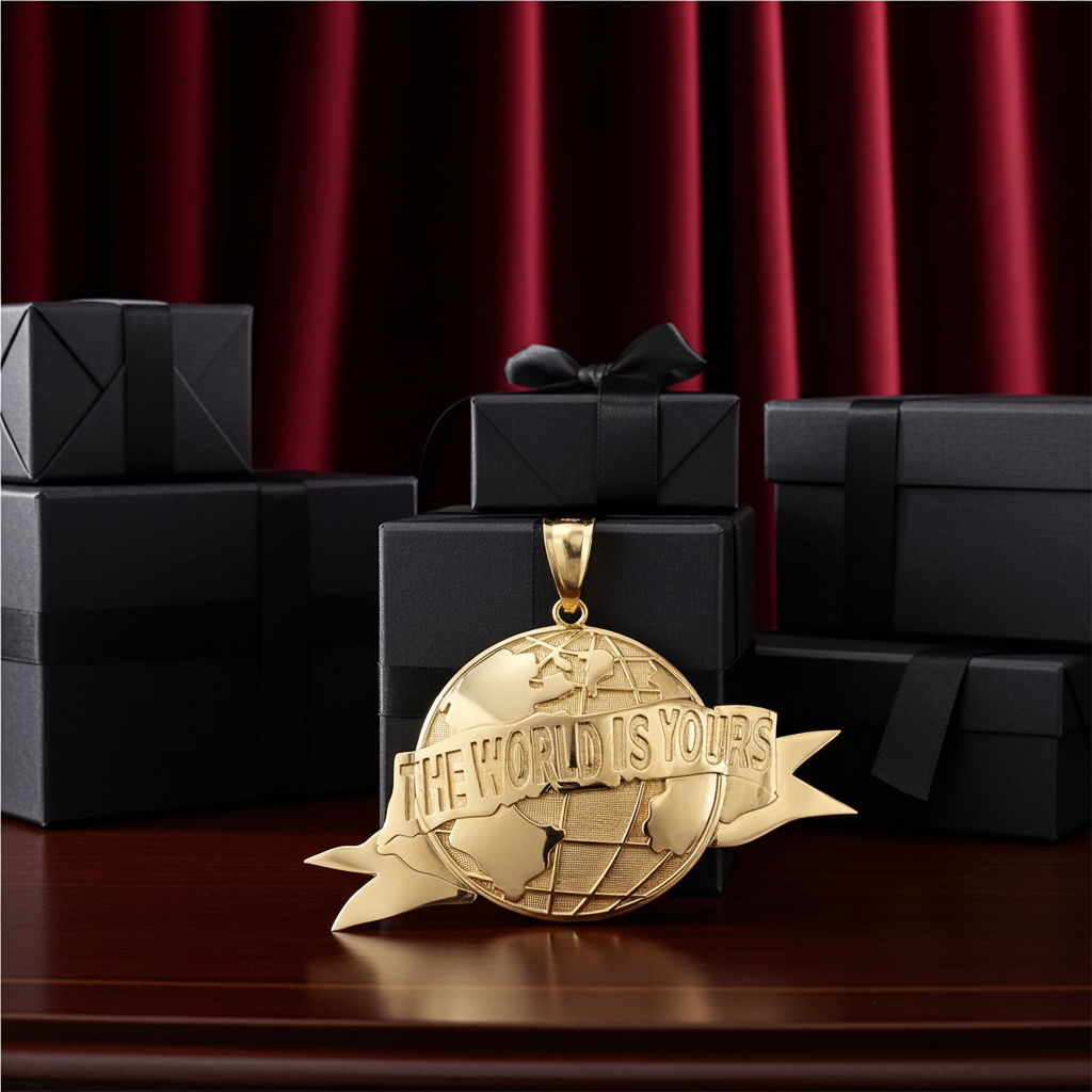 Gold 'The World Is Yours' Globe Pendant (yellow, white, rose, 10K, 14K)