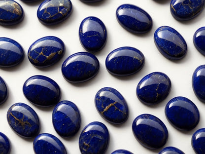 Yellow Gold Christian Cross Lapis Lazuli Oval Gemstone Statement Ring