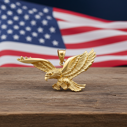 Gold Flying Eagle Pendant (10K, 14K, yellow, white gold)