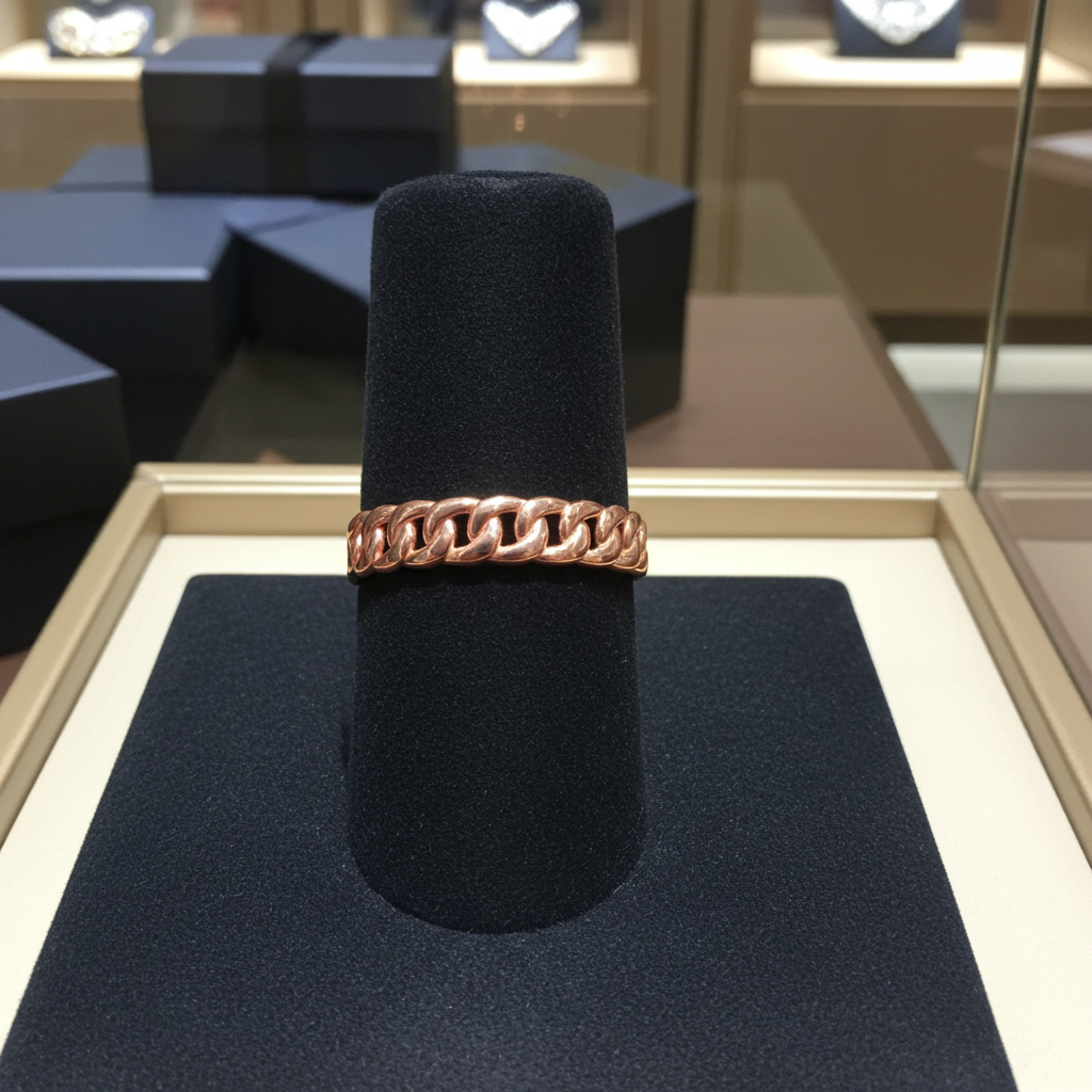 Elegant Gold Cuban Link Chain Unisex Ring 5mm (10k/14k, Yellow, White, Rose gold)