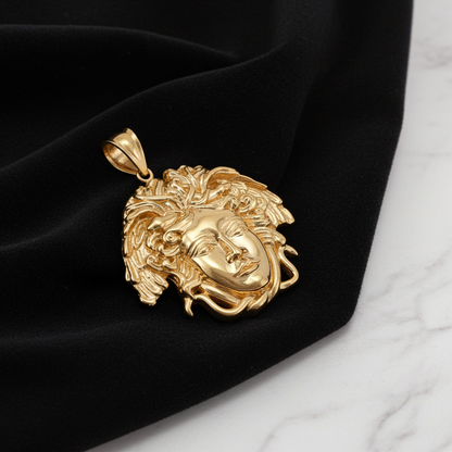 Gold Medusa Pendant (small, medium, large, 10k, 14k, yellow, white, rose gold)