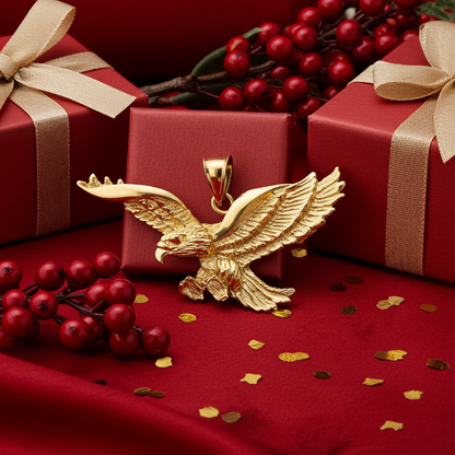 Gold Flying Eagle Pendant (10K, 14K, yellow, white gold)