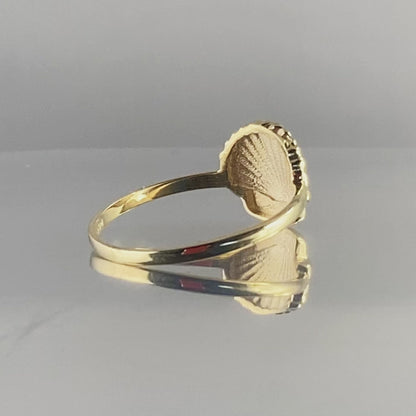 Yellow Gold Tiny Seashell Ring – Women’s Stacking Band, 10K or 14K Dainty Ocean Jewelry