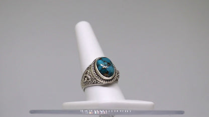 Sterling Silver Celtic Triquetra Blue Copper Turquoise Ring