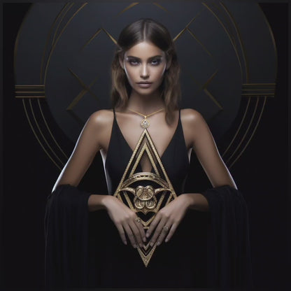 Gold Eye of Providence Illuminati Charm Necklace (yellow, white, rose, 2-tone gold, 10k, 14k)
