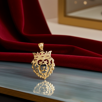Gold Lion King DC Openwork Pendant (Small/Large, 10k/14k, Yellow, White, Rose gold)