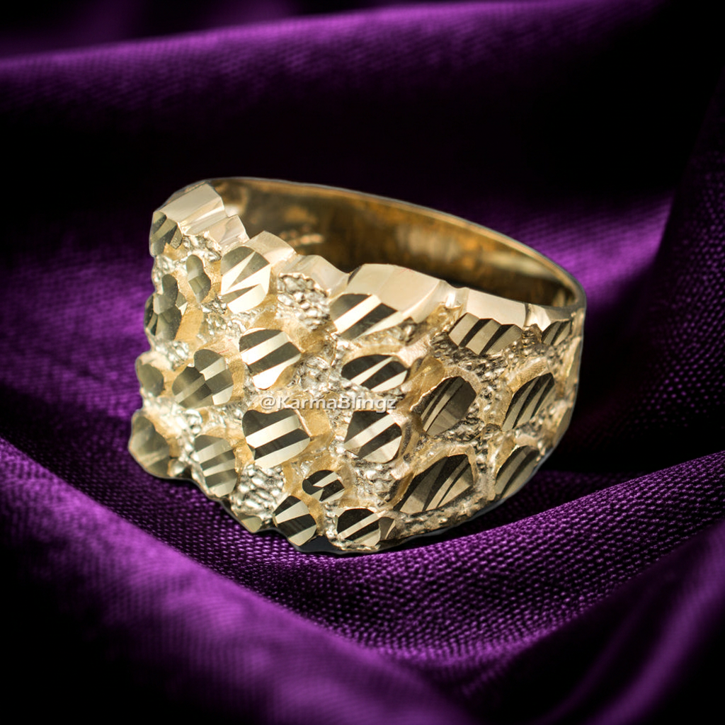 Men's Yellow Gold Square DC Nugget Ring