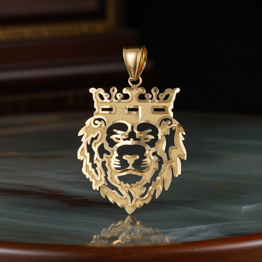 Gold Lion King DC Openwork Pendant (Small/Large, 10k/14k, Yellow, White, Rose gold)