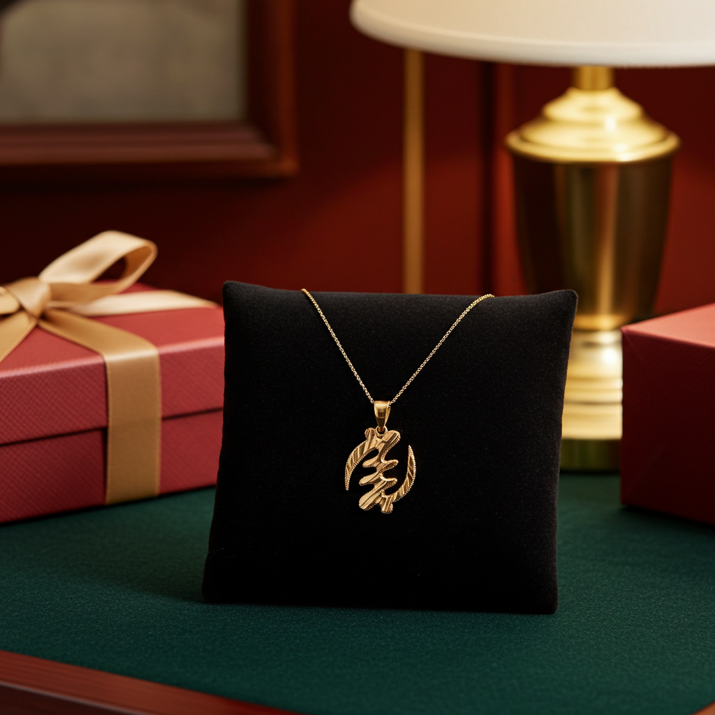 Gold African Adinkra Gye Nyame DC Pendant Necklace (yellow, white, rose gold, 10K, 14K)