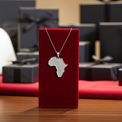 Gold Africa Map Pendant Necklace (10K, 14K, yellow, white, rose gold)