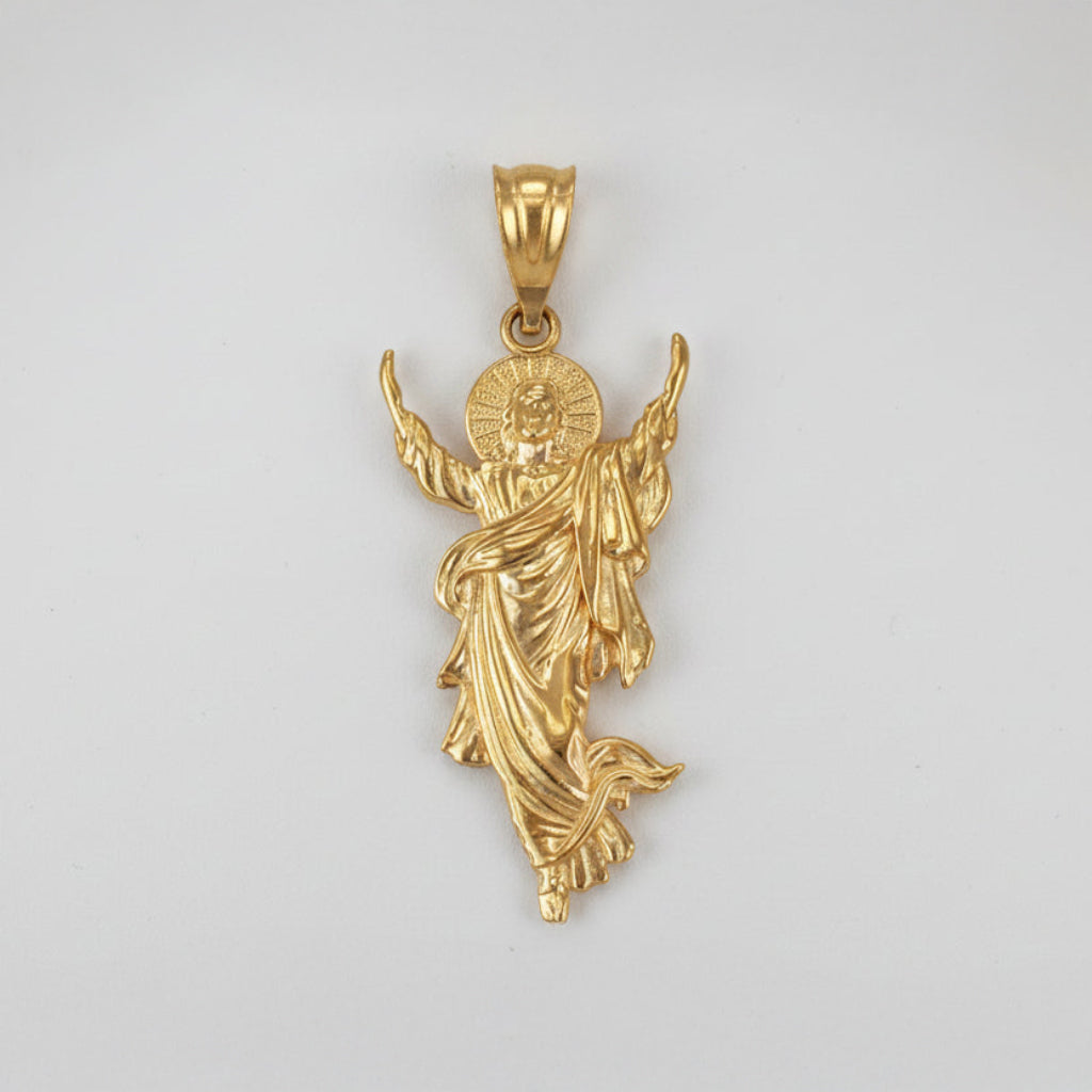 Gold Resurrection of Jesus Christ Pendant Necklace (yellow, white, rose gold, 10k, 14k)