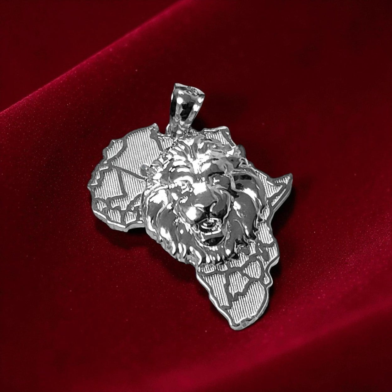 Sterling Silver African Lion Pendant Necklace