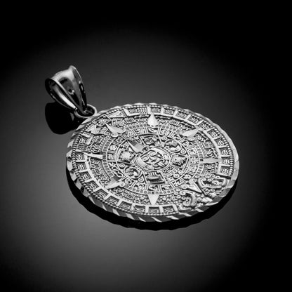 10K Gold Aztec Mayan Sun Calendar Pendant Necklace (yellow, white, rose gold) Karma Blingz