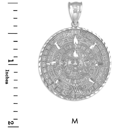 14K Gold Aztec Mayan Sun Calendar Pendant (3 sizes, yellow, white, rose gold) Karma Blingz