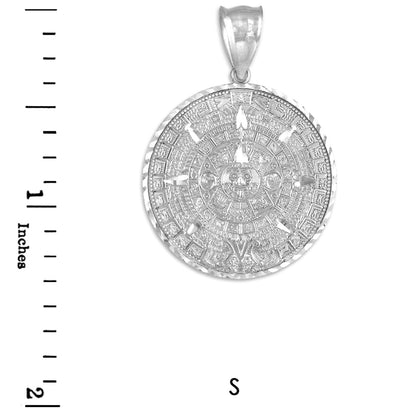 10K Gold Aztec Mayan Sun Calendar Pendant Necklace (yellow, white, rose gold) Karma Blingz
