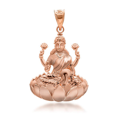 Gold Hindu Goddess Lakshmi (Luxmi) Pendant Necklace Karma Blingz