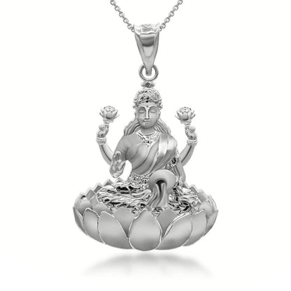 Gold Hindu Goddess Lakshmi (Luxmi) Pendant Necklace Karma Blingz