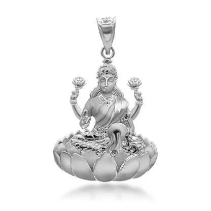 Gold Hindu Goddess Lakshmi (Luxmi) Pendant Necklace Karma Blingz