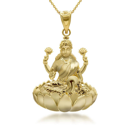 Gold Hindu Goddess Lakshmi (Luxmi) Pendant Necklace Karma Blingz