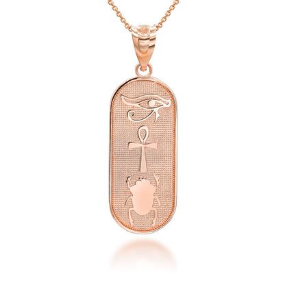 Gold Egyptian Symbols Eye of Horus, Ankh and Scarab Beetle Amulet Pendant Necklace Karma Blingz