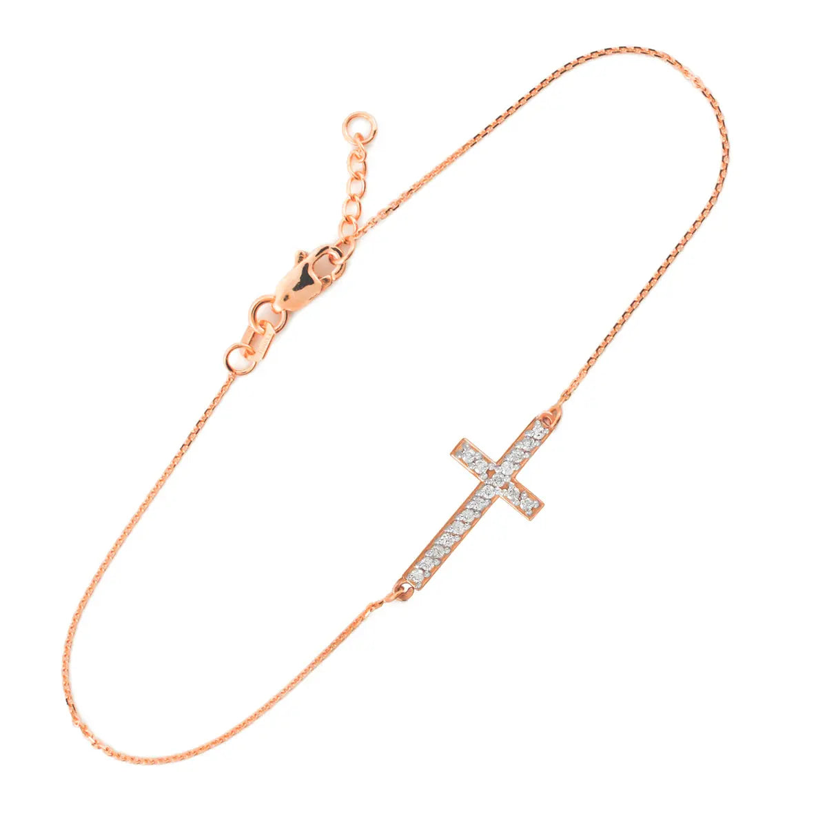 14K Gold Diamond Studded Cross Bracelet (yellow, white, rose gold) Karma Blingz