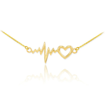 14K Yellow Gold Heartbeat Necklace Karma Blingz
