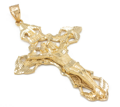Solid Gold Mens Large Crucifix Cross Pendant (yellow, white, rose gold, 10k, 14k) Karma Blingz