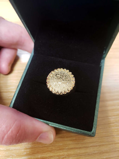 Yellow Gold St. Benedict Mens Statement Ring Karma Blingz
