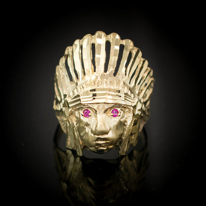 Gold DC Indian Chief CZ Ring Karma Blingz