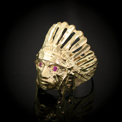 Gold DC Indian Chief CZ Ring Karma Blingz