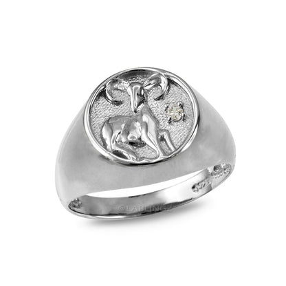 White Gold Genuine Birthstone Zodiac Ring Karma Blingz