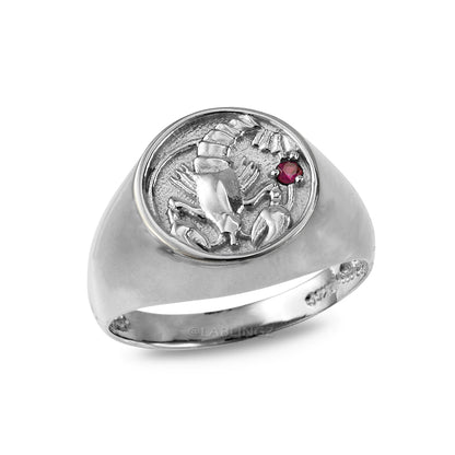 White Gold Genuine Birthstone Zodiac Ring Karma Blingz