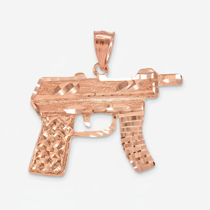 Gold Machine Pistol AK47 Gun Mens Hip-Hop DC Pendant (yellow, white, rose gold, 10k, 14k) Karma Blingz