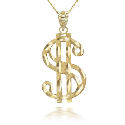 Solid Gold Dollar Sign Hip-hop Pendant Necklace Karma Blingz