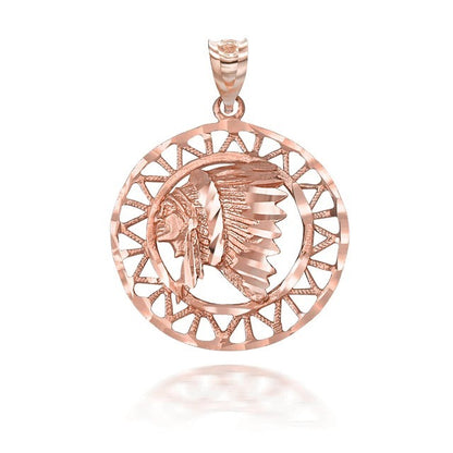 Gold Apache Indian Chief DC Talisman Pendant Necklace Karma Blingz