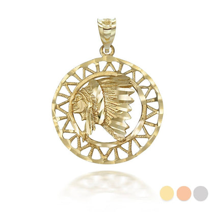Gold Apache Indian Chief DC Talisman Pendant Necklace Karma Blingz