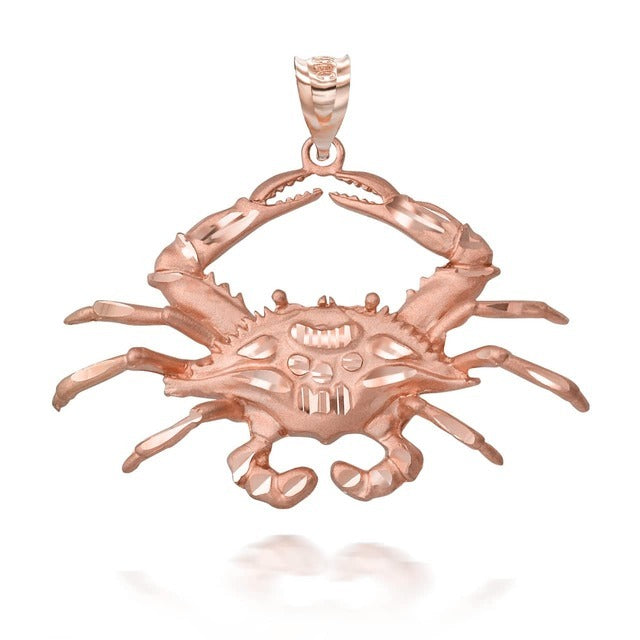 Gold Large Crab Pendant Necklace (10K, 14K, yellow, white, rose gold) Karma Blingz