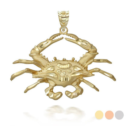 Gold Large Crab Pendant Necklace (10K, 14K, yellow, white, rose gold) Karma Blingz