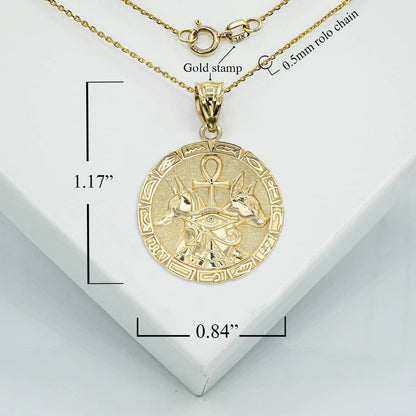 Gold Egyptian God Anubis Guard Dog Horus Ankh Amulet Necklace Karma Blingz