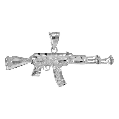 White Gold AK-47 Rifle Gun DC Pendant (yellow, white, rose gold, 10k, 14k) Karma Blingz