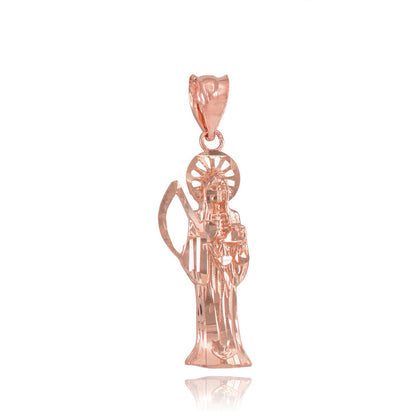 Gold Santa Muerte Charm Necklace (10k, 14k, yellow, white, rose gold) Karma Blingz